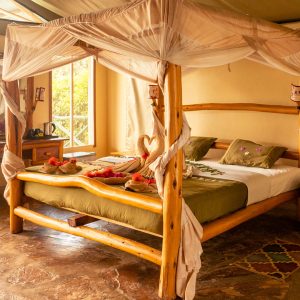 Manyatta Camp inside the luxury tent with king size bed